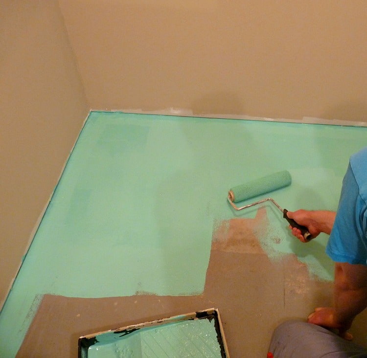 How to Paint a Concrete Floor – Turquoise Laundry Room Floor