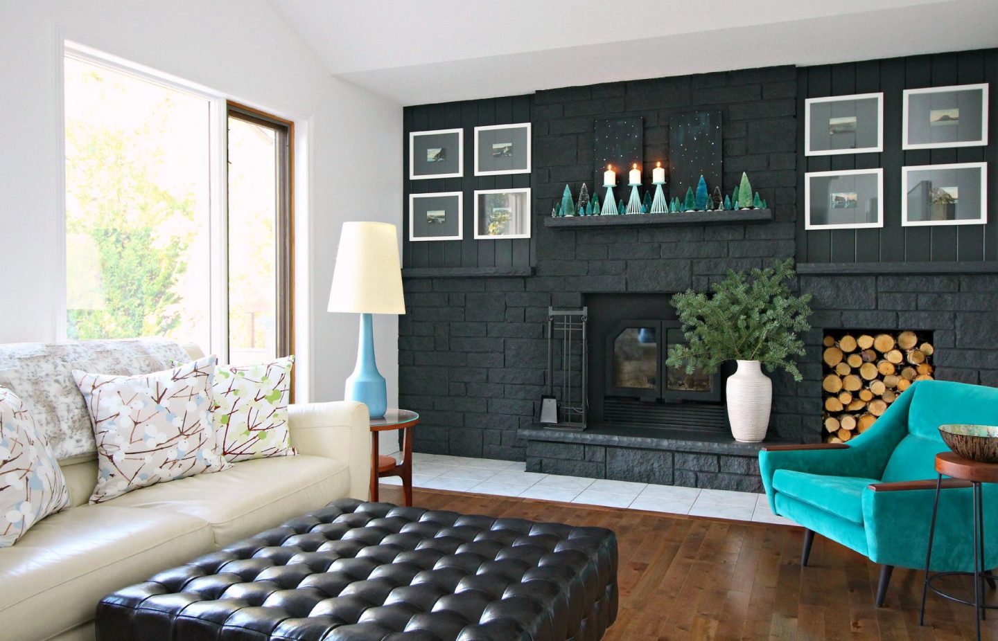 How to Easily Paint a Stone Fireplace (Charcoal Grey Fireplace Makeover)