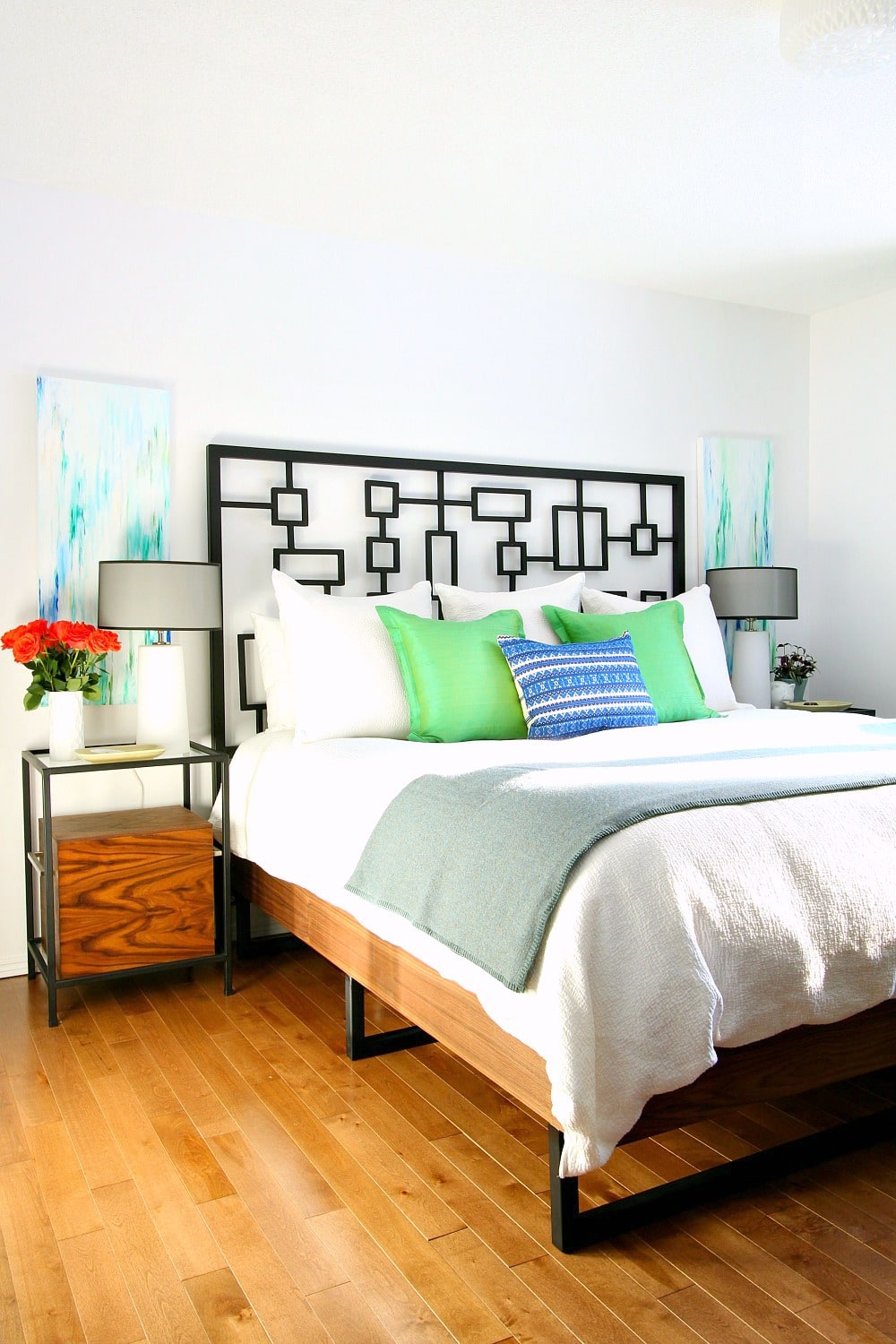 Walnut DIY Plywood Bed Frame with Welded Legs