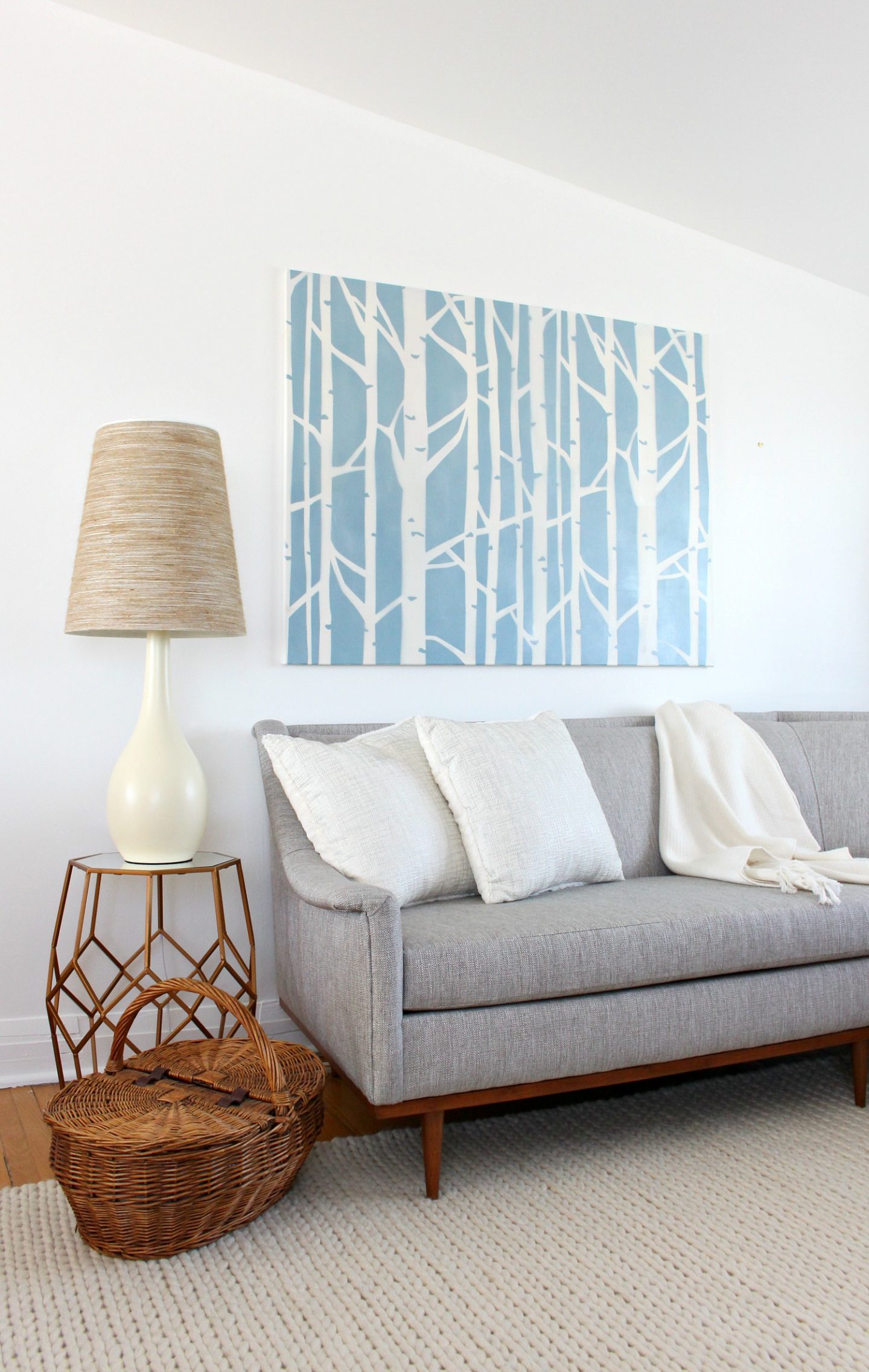 DIY Stenciled Art: Renter-Friendly Spin on Birch Tree Wallpaper