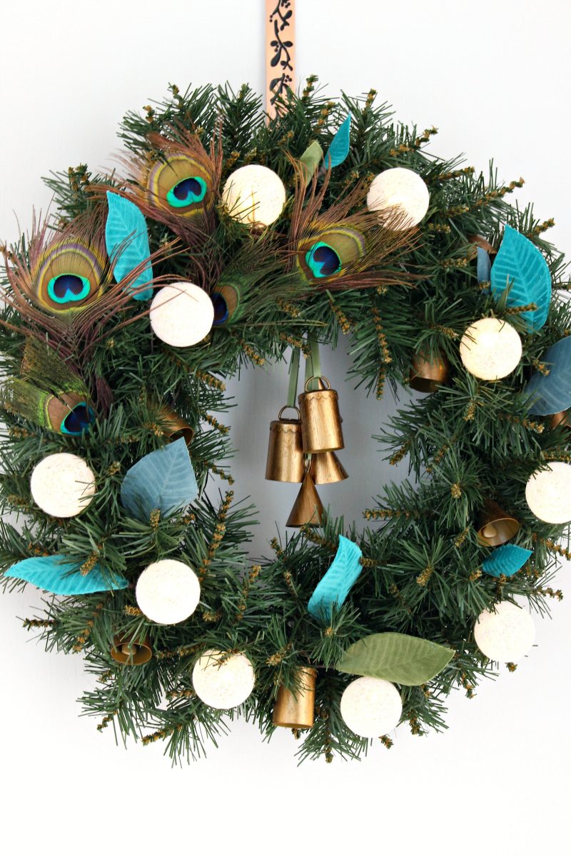 DIY Wreath with DIY Embossed Velvet Leaves
