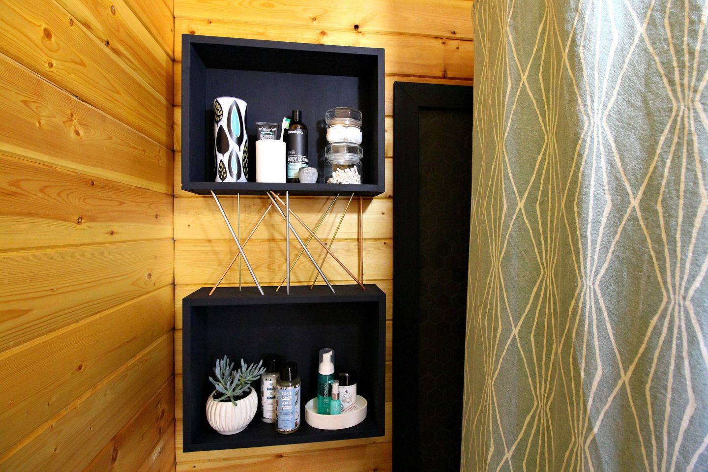 DIY Wood Storage Cubbies with Mid-Century Modern Inspired Metal Details