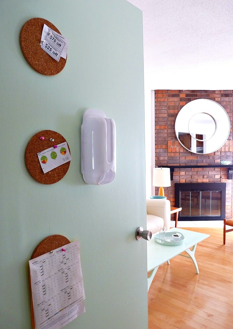 MINT DOOR AND DIY CORK MEMO BOARD