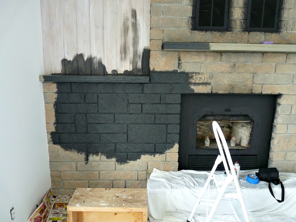 HOW TO PAINT STONE FIREPLACE