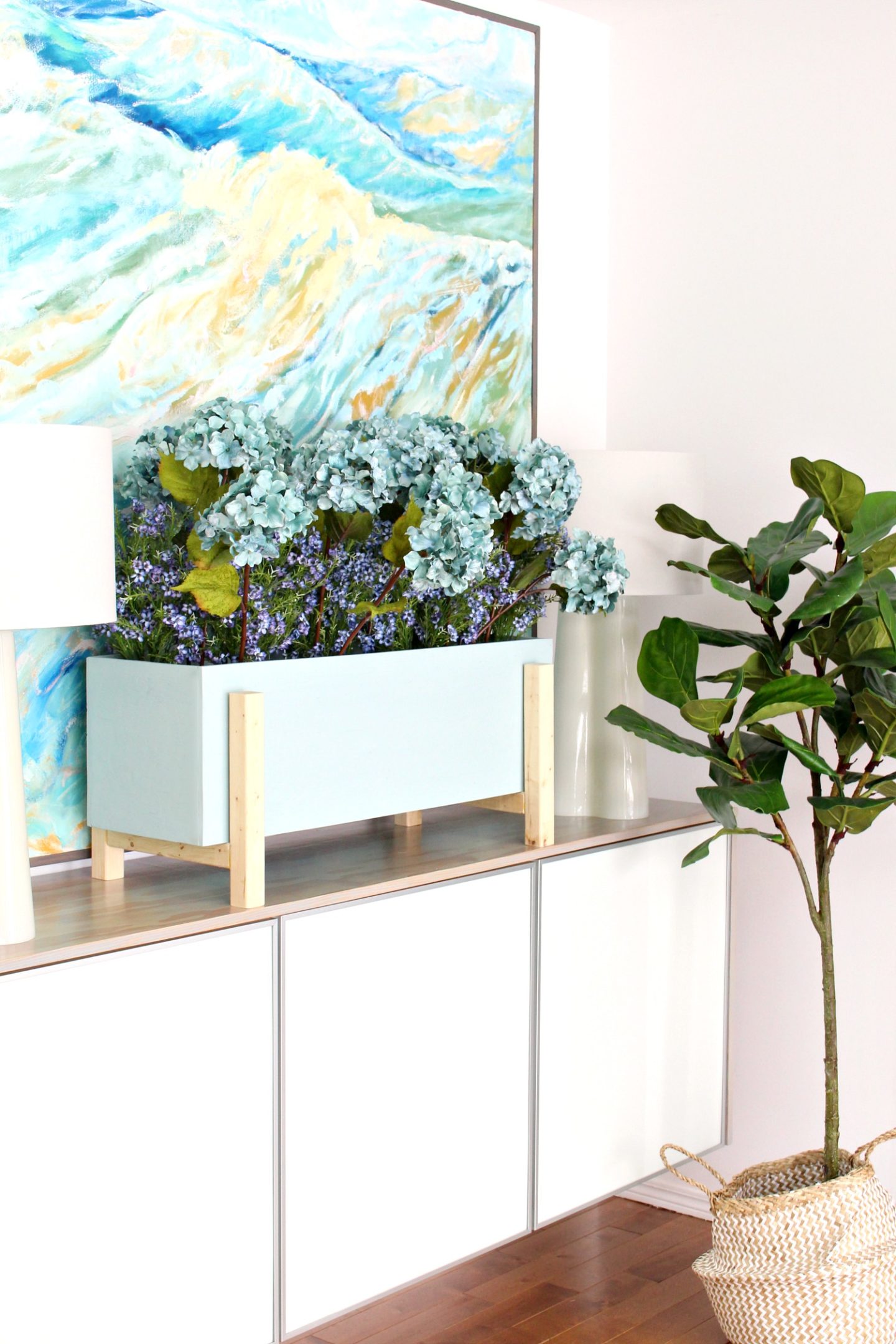 Modern DIY Planter Box for Faux Plants