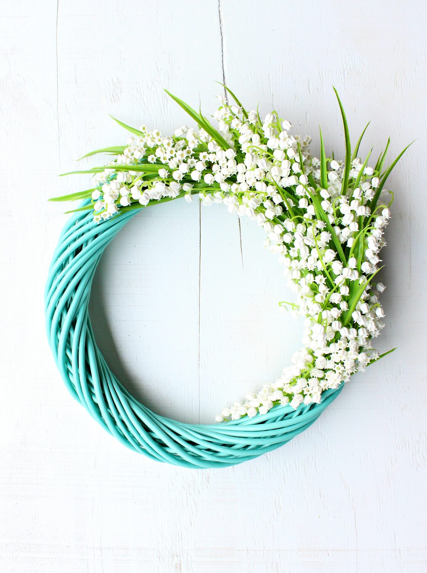 Easy DIY Faux Flower Wreath | Turquoise Lily of the Valley Wreath