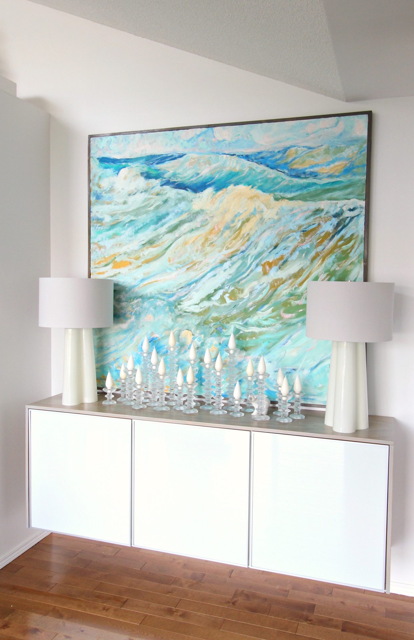 DIY Plywood Topped Ikea Hack Floating Credenza