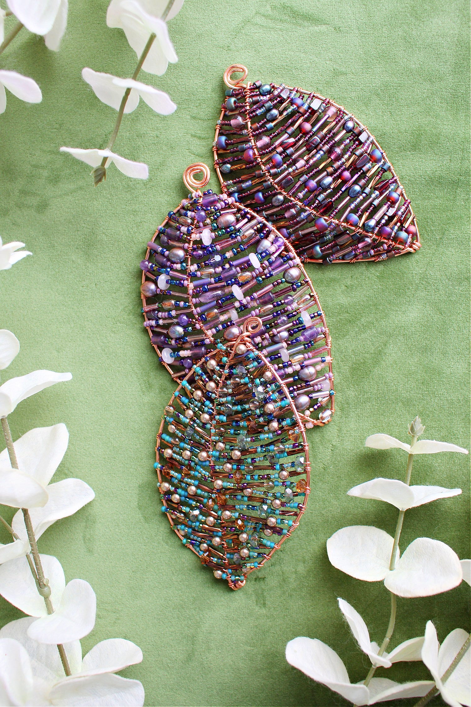 DIY Beaded Wire Leaves