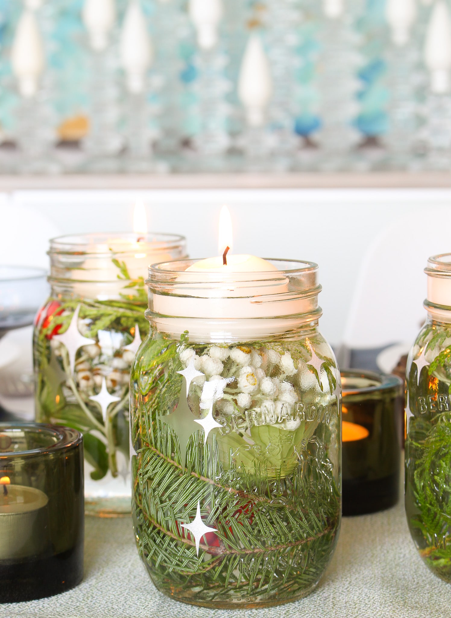Cricut Etched Glass Mason Jar Centerpiece Idea